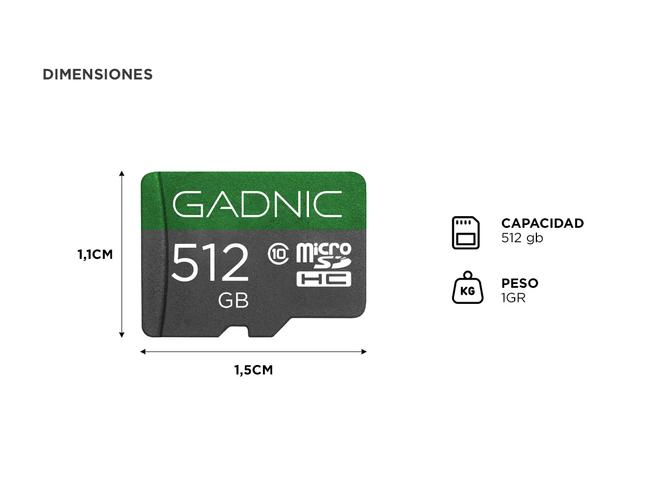Memoria Micro SD Gadnic 512gb con Adaptador - 3