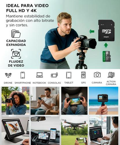 Memoria Micro SD Gadnic 128gb Con Adaptador Velocidad de Transferencia  - 2