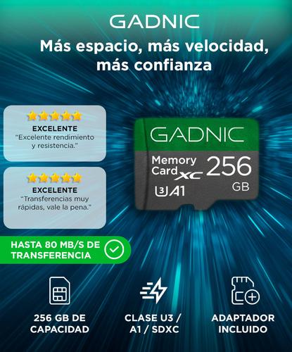 Memoria Micro SD Gadnic 256gb Clase U3 / A1 / SDXC  Con Adaptador - 1