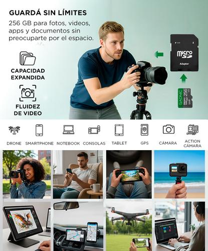 Memoria Micro SD Gadnic 256gb Clase U3 / A1 / SDXC  Con Adaptador - 2
