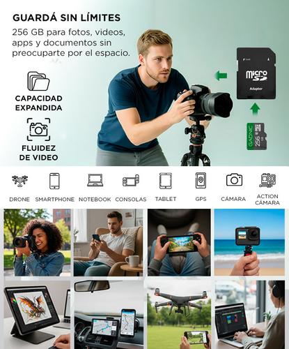 Memoria Micro SD Gadnic 256gb Clase 10  Con Adaptador - 2