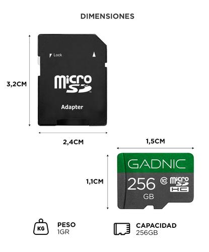 Memoria Micro SD Gadnic 256gb Clase 10  Con Adaptador - 5