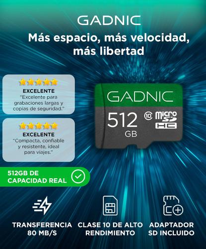 Memoria Micro SD Gadnic 512gb con Adaptador Velocidad en Transferencia  - 1