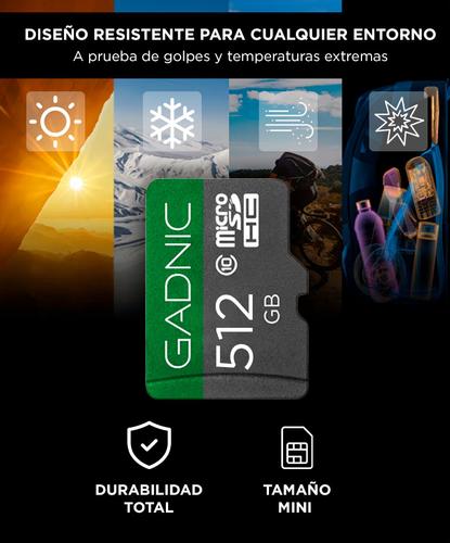 Memoria Micro SD Gadnic 512gb con Adaptador Velocidad en Transferencia  - 3