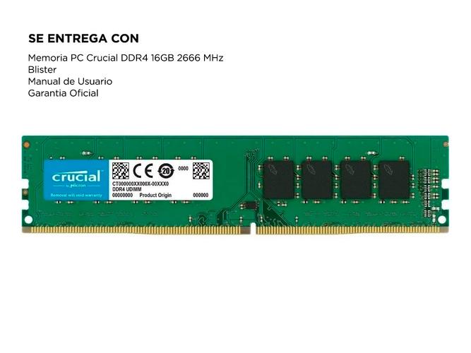 Memoria Ram PC Crucial 16GB 2666 MHz DDR4 - 4