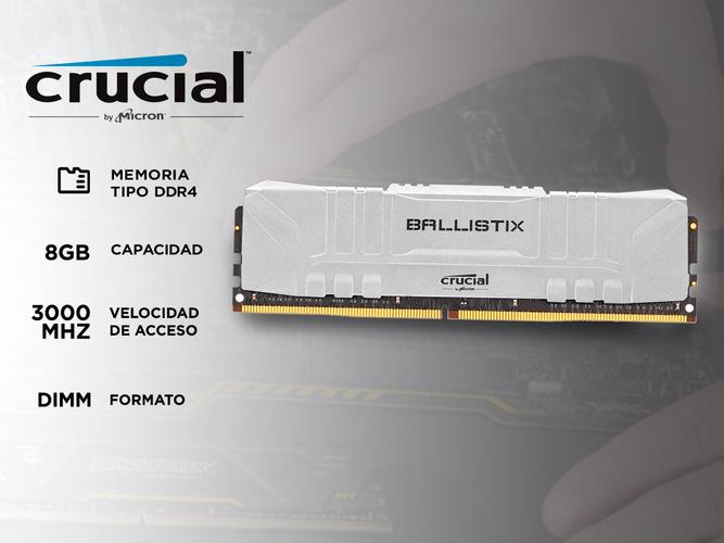  Memoria Ram para PC Crucial Ballistix 8gb Ddr4 3000mhz Disipador White Gamer - 1
