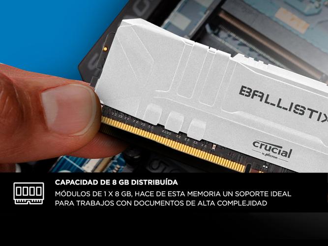  Memoria Ram para PC Crucial Ballistix 8gb Ddr4 3000mhz Disipador White Gamer - 3