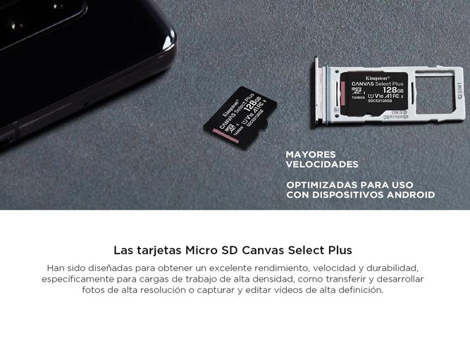 Memoria Micro Sd Kingston 128gb c/ Adaptador Clase 10 100MB/s Canvas Plus - 2