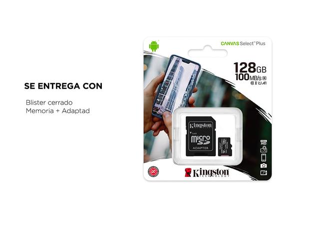 Memoria Micro Sd Kingston 128gb c/ Adaptador Clase 10 100MB/s Canvas Plus - 3