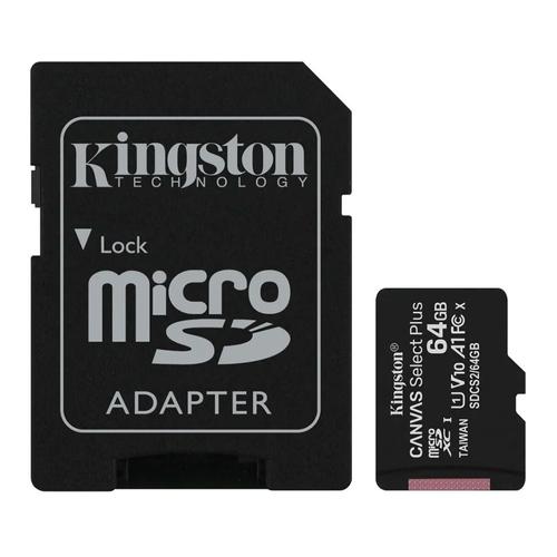 Memoria Micro Sd Kingston 64gb c/ Adaptador Clase 10 100MB/s Canvas Plus - 0