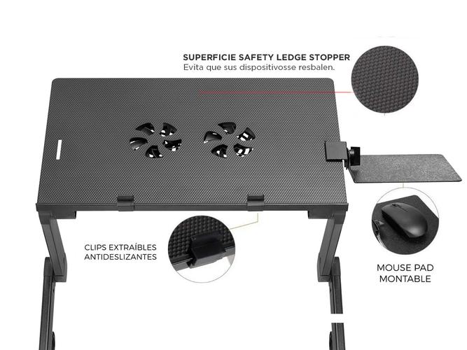 Soporte Notebook Gadnic Desk-711 Mesa Aluminio Regulable Plegable con Cooler - 4