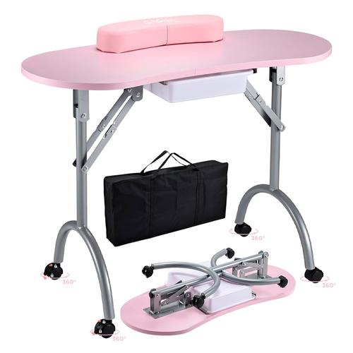 Mesa De Manicura Plegable Care By Gadnic Estructura Hierro MDF Ruedas PP Con Cajon Cojin Y Bolsa Portatil  - 0