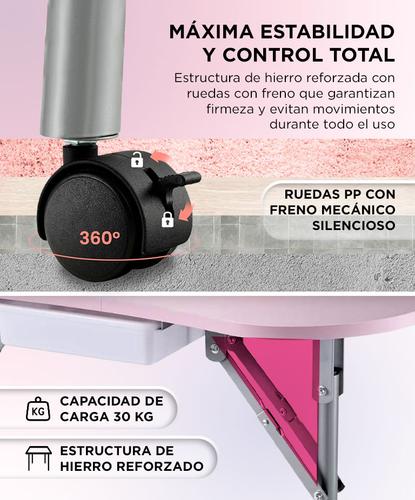 Mesa De Manicura Plegable Care By Gadnic Estructura Hierro MDF Ruedas PP Con Cajon Cojin Y Bolsa Portatil  - 3