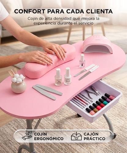Mesa De Manicura Plegable Care By Gadnic Estructura Hierro MDF Ruedas PP Con Cajon Cojin Y Bolsa Portatil  - 4