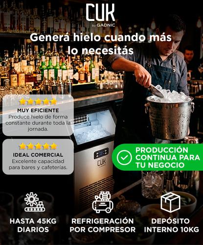 Máquina De Hielo Industrial CUK By Gadnic 45 Kg Diarios Acero Inoxidable Con Depósito 10 Kg - 1