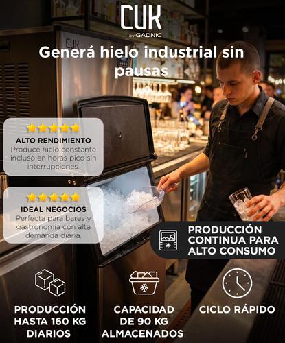 Máquina De Hielo Industrial Cuk By Gadnic 160 Kg Diarios Acero Inoxidable 90 Kg Almacenamiento - 1