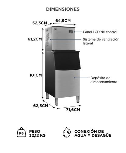 Máquina De Hielo Industrial Cuk By Gadnic 160 Kg Diarios Acero Inoxidable 90 Kg Almacenamiento - 5