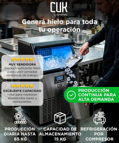 Máquina De Hielo Industrial CUK By Gadnic 65 Kg Diarios Acero Inoxidable 15 Kg Almacenamiento - 1