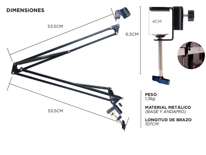 Soporte Para Microfono Gadnic + Brazo Articulado 53,5cm - 5