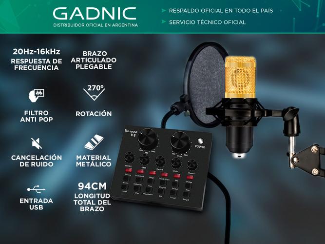 Micrófono Condenser MCC12 Computadora Streaming + Tarjeta de Sonido - 1