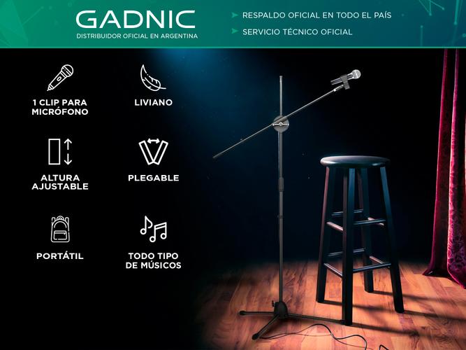 Pie Micrófono Gadnic Doble Jirafa Plegable  - 1