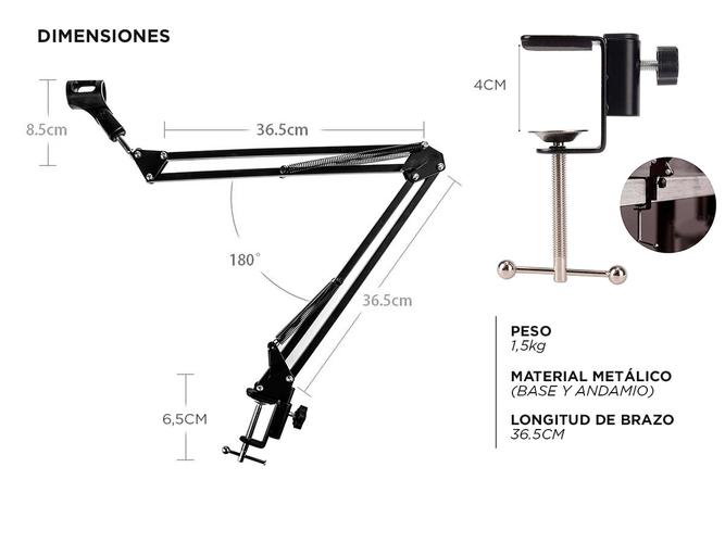 Soporte Para Microfono + Brazo Articulado 36.5 cm - 5