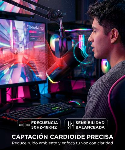 Microfono Gamer Fifine AM8 USB XLR Cardioide RGB  Cancelacion Ruido - 3