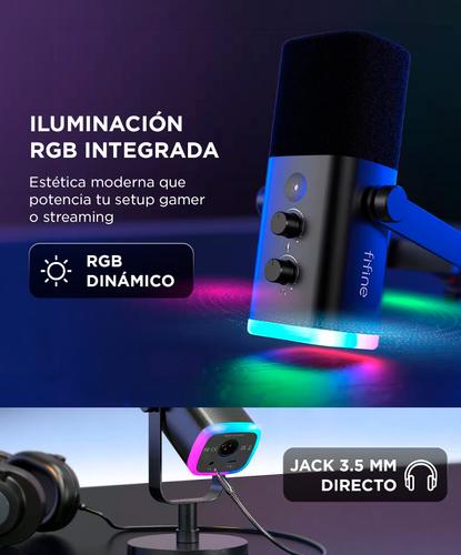 Microfono Gamer Fifine AM8 USB XLR Cardioide RGB  Cancelacion Ruido - 4