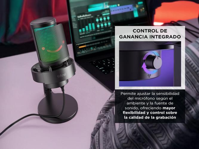 Micrófono Fifine A8 con USB RGB y Filtro Antipop para Transmisión - 2