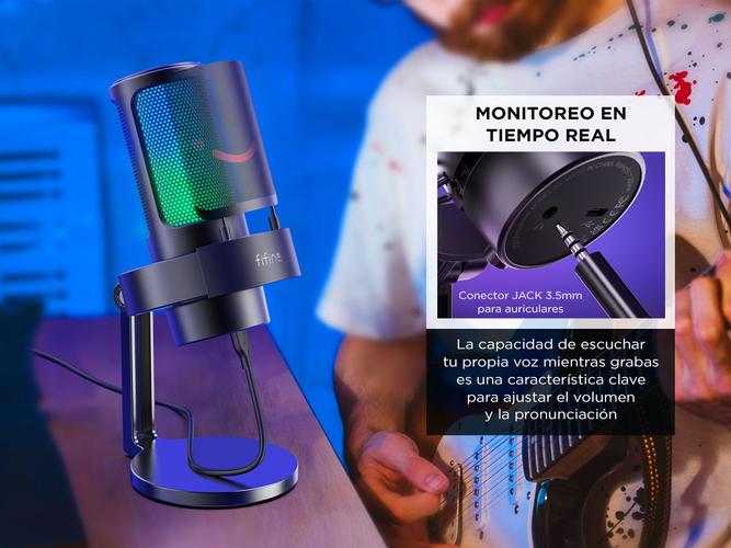 Micrófono Fifine A8 con USB RGB y Filtro Antipop para Transmisión - 3