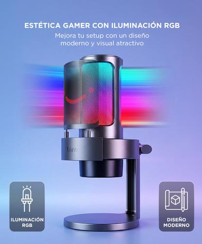 Micrófono Fifine A8 con USB RGB y Filtro Antipop para Transmisión - 4