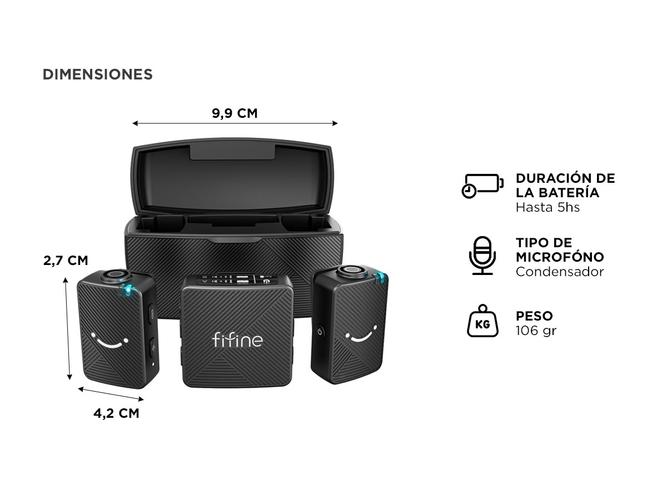 Micrófonos Inalámbricos Duales Fifine M9 con Estuche de Carga - 4