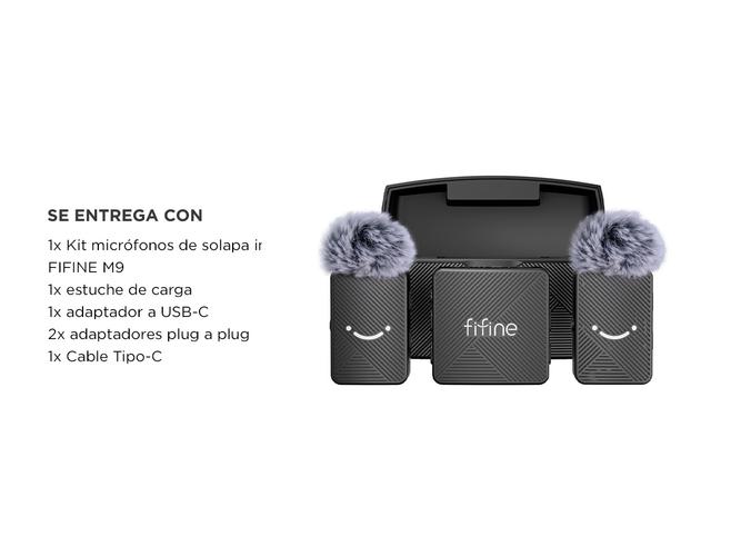 Micrófonos Inalámbricos Duales Fifine M9 con Estuche de Carga - 5