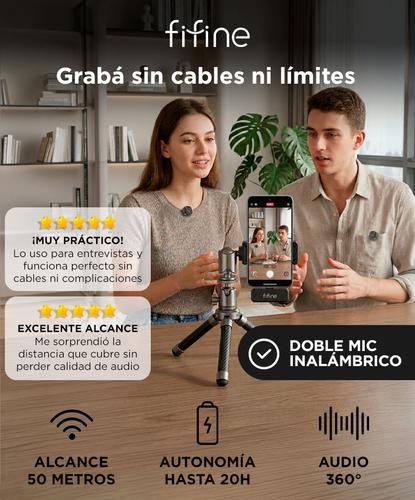 Microfono Lavalier Fifine M12 Dual Inalambrico Streaming USB-C - 1