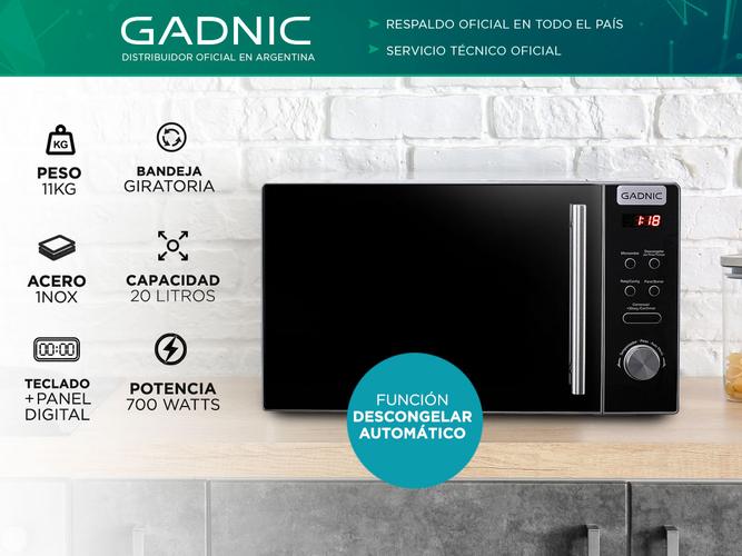 Microondas 20 Lts Gadnic Acero Inox puerta espejada - 1