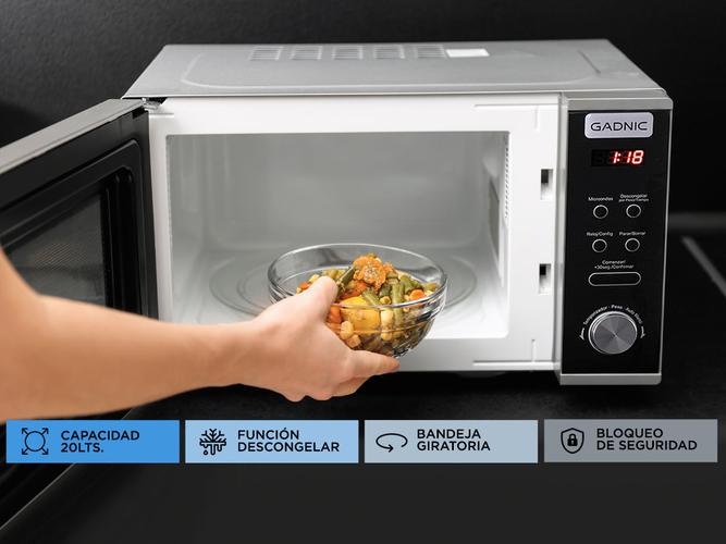 Microondas 20 Lts Gadnic Acero Inox puerta espejada - 2