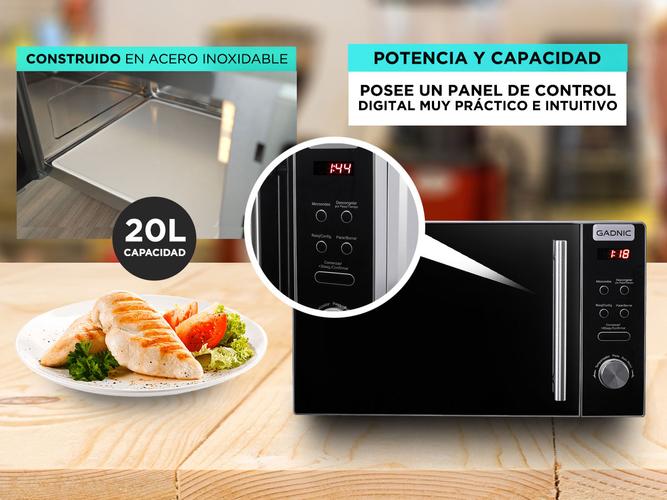 Microondas 20 Lts Gadnic Acero Inox puerta espejada - 3