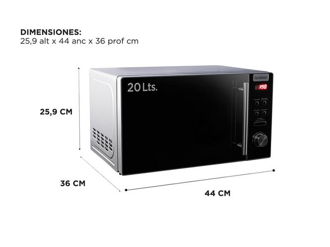 Microondas 20 Lts Gadnic Acero Inox puerta espejada - 4
