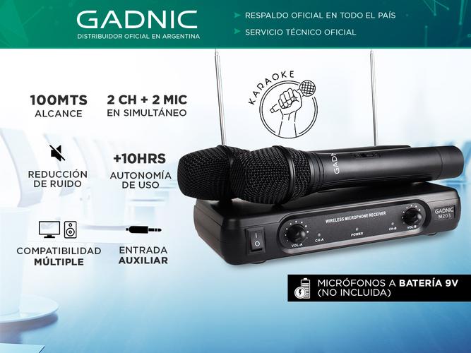 Micrófono Inalámbrico Gadnic M203 de Mano Ideal Karaoke Conferencias 2CH - 1