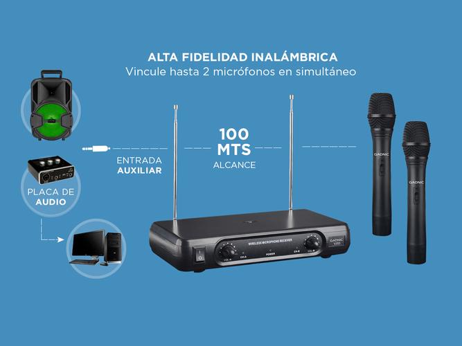 Micrófono Inalámbrico Gadnic M203 de Mano Ideal Karaoke Conferencias 2CH - 2