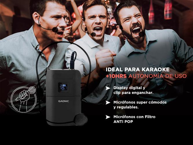 Micrófono Inalámbrico Vincha Gadnic 2CH  2 Mic Hasta 100mts Ideal Conferencias Outlet - 4