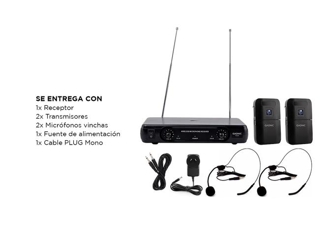 Micrófono Inalámbrico Vincha Gadnic 2CH + 2 Mic Hasta 100mts Ideal Conferencias - 6