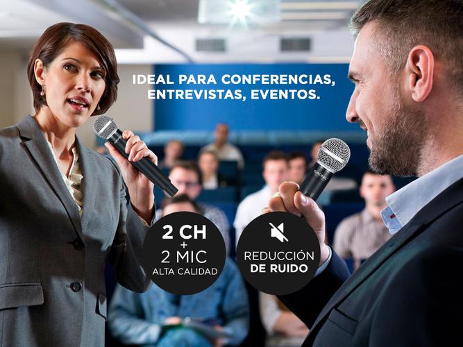 Micrófono Gadnic Inalámbrico Profesional de Mano 100mts 2CH 2Mic - 3