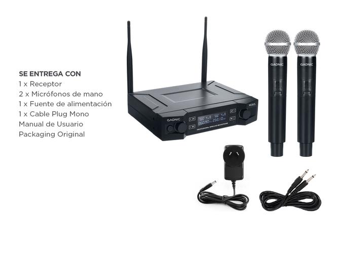 Micrófono Gadnic Inalámbrico Profesional de Mano 100mts 2CH 2Mic - 6