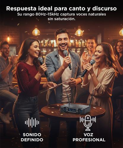 Micrófono Gadnic Inalámbrico Profesional de Mano 100mts 2CH 2Mic - 3