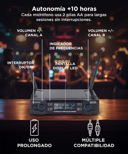 Micrófono Gadnic Inalámbrico Profesional de Mano 100mts 2CH 2Mic - 4