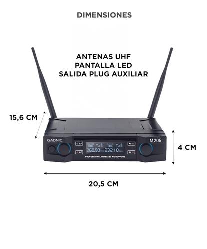 Micrófono Gadnic Inalámbrico Profesional de Mano 100mts 2CH 2Mic - 5