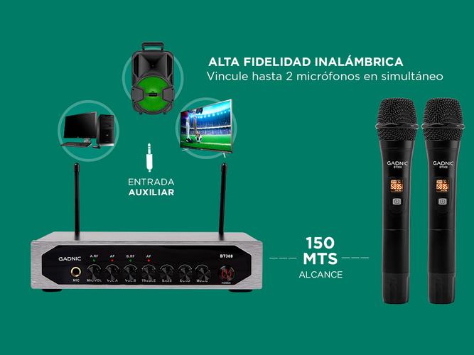 Micrófono Inalambrico Profesional Gadnic BT308 UHF - 2