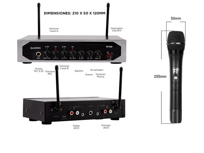Micrófono Inalambrico Profesional Gadnic BT308 UHF - 5