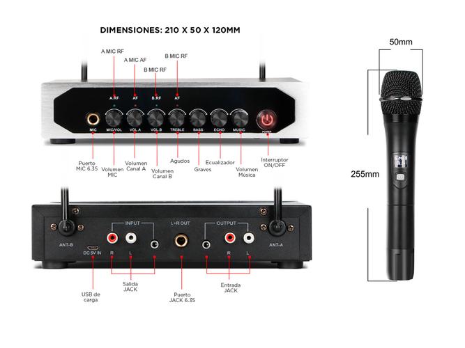 Micrófono Inalámbrico Profesional Gadnic BT308 UHF + 4 Pilas AA - 5